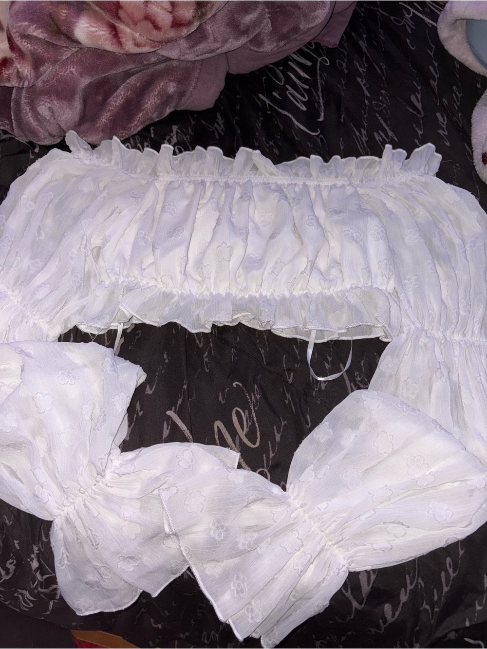 White Off-Shoulder Ruffle Crop Top - Women’s Intimates